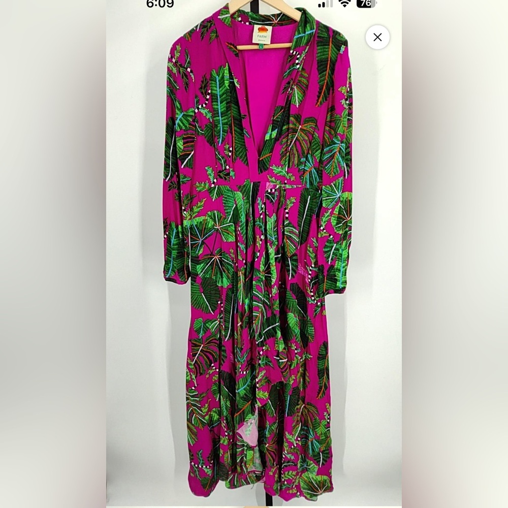NWOT Farm Rio Leaves Print Maxi - Picture 5 of 6